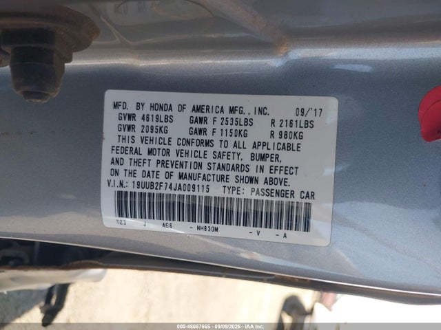2018 Acura Tlx Advance Pkg მანქანა იყიდება აუქციონზე, vin: 19UUB2F74JA009115, აუქციონის ნომერი: 46087665