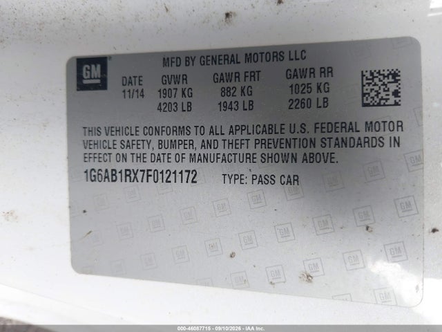 Aukcja sprzedaży 2015 Cadillac Ats Luxury, vin: 1G6AB1RX7F0121172, numer aukcji: 46087715