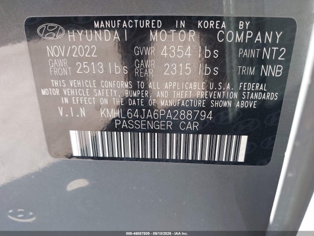 Продаж на аукціоні авто 2023 Hyundai Sonata Sel, vin: KMHL64JA6PA288794, номер лоту: 46087809
