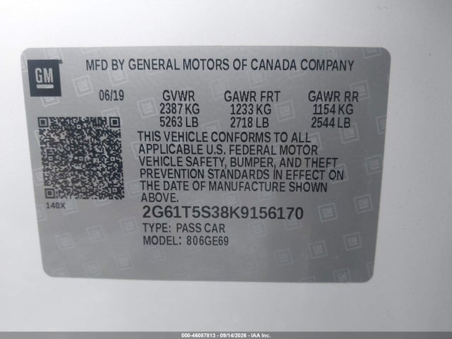 Aukcja sprzedaży 2019 Cadillac Xts Platinum, vin: 2G61T5S38K9156170, numer aukcji: 46087813