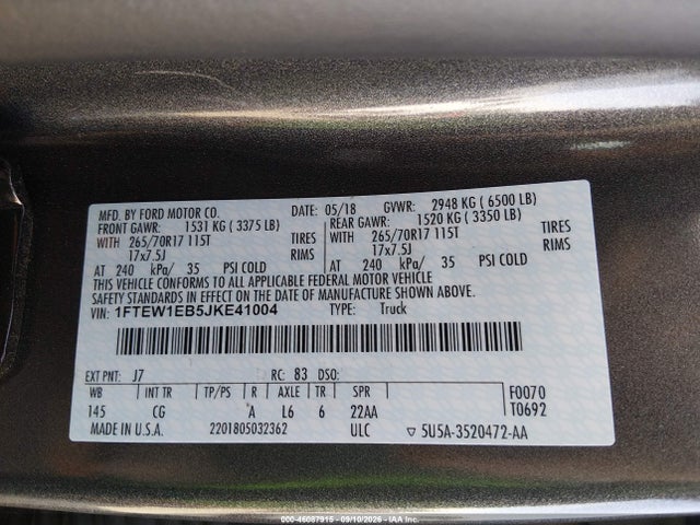 Ford F-150 Xl 2018 1FTEW1EB5JKE41004 Image 9
