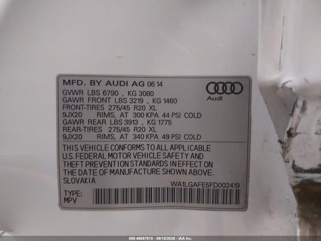 WA1LGAFE5FD002419 Audi Q7 3.0t Premium