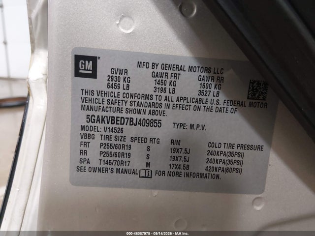 Продаж на аукціоні авто 2011 Buick Enclave 1xl, vin: 5GAKVBED7BJ409855, номер лоту: 46087975