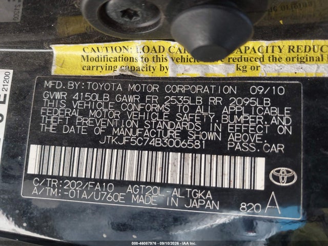 Aukcja sprzedaży 2011 Scion Tc, vin: JTKJF5C74B3006581, numer aukcji: 46087976