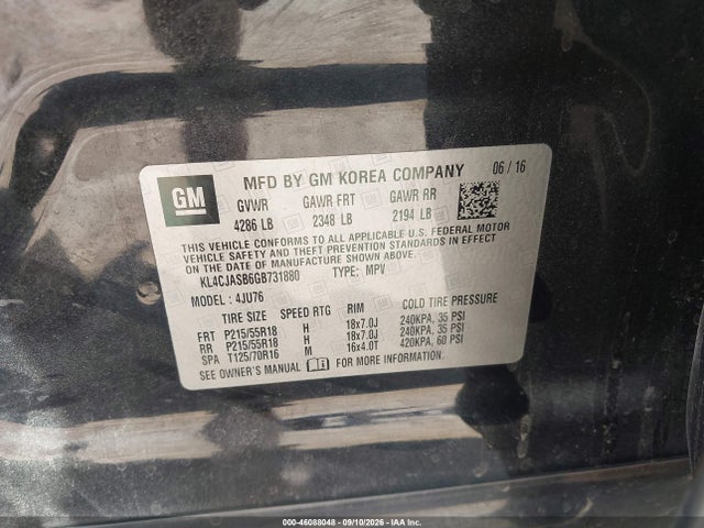 Aukcja sprzedaży 2016 Buick Encore, vin: KL4CJASB6GB731880, numer aukcji: 46088048