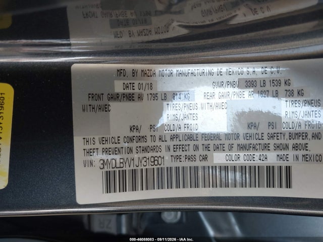 Продажа на аукционе авто 2018 Toyota Yaris Ia, vin: 3MYDLBYV1JY319601, номер лота: 46088083