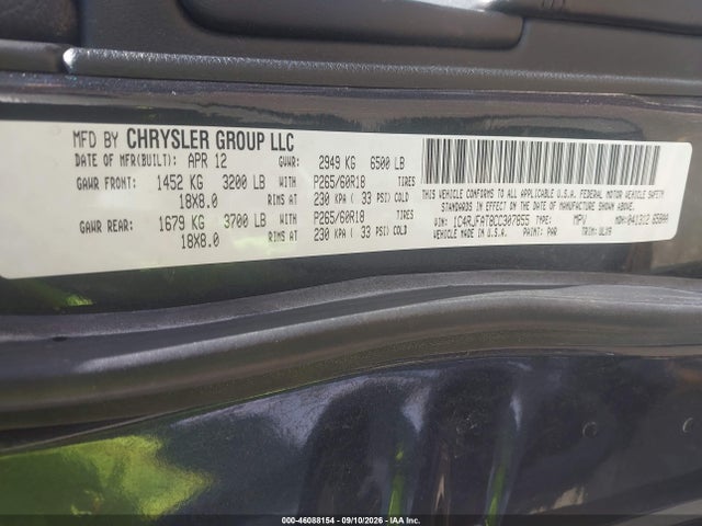 Aukcja sprzedaży 2012 Jeep Grand Cherokee Laredo, vin: 1C4RJFAT8CC307855, numer aukcji: 46088154