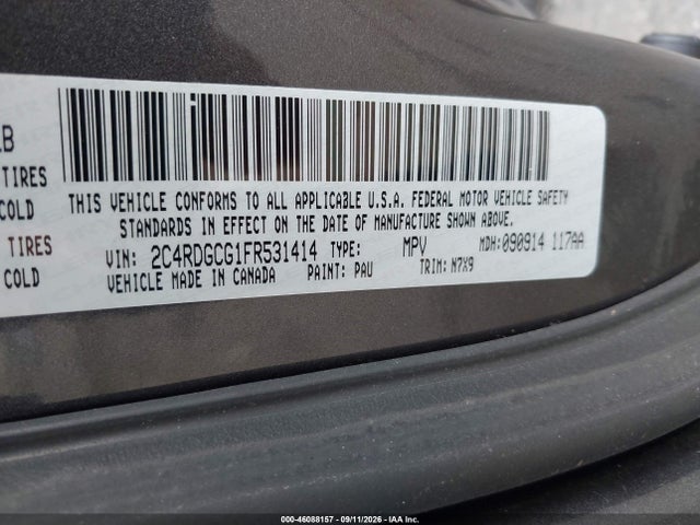 Продаж на аукціоні авто 2015 Dodge Grand Caravan Sxt, vin: 2C4RDGCG1FR531414, номер лоту: 46088157