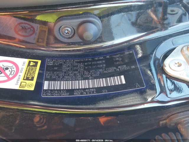 5TDJZRFH2KS617881 Toyota Highlander Xle