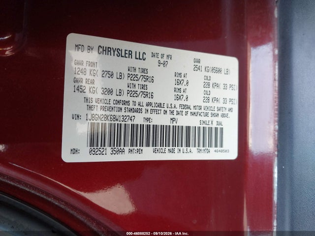 Продажа на аукционе авто 2008 Jeep Liberty Sport, vin: 1J8GN28K68W132747, номер лота: 46088252