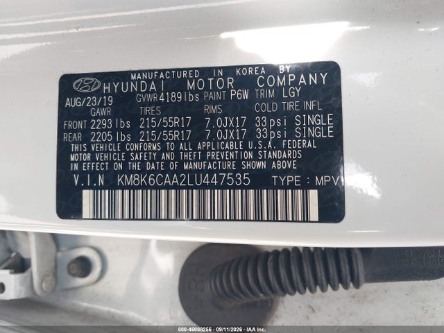 Продажа на аукционе авто 2020 Hyundai Kona Sel Plus, vin: KM8K6CAA2LU447535, номер лота: 46088256
