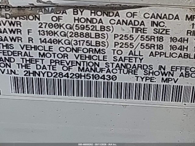 Продажа на аукционе авто 2009 Acura Mdx Technology Package, vin: 2HNYD28429H510430, номер лота: 46088262