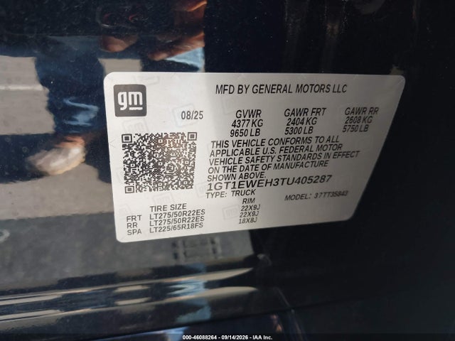 1GT1EWEH3TU405287 GMC Sierra Ev Standard Range Denali