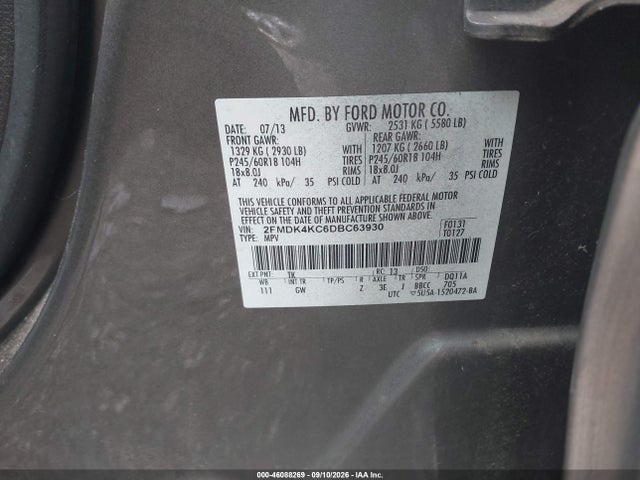 Продаж на аукціоні авто 2013 Ford Edge Limited, vin: 2FMDK4KC6DBC63930, номер лоту: 46088269