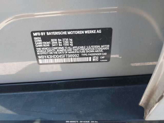 WBY43HD04SFT98992 BMW I4 Gran Coupe Xdrive40