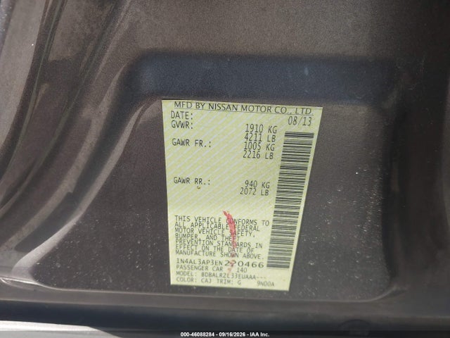 Nissan Altima 2.5 S 2014 1N4AL3AP3EN220466 Image 9