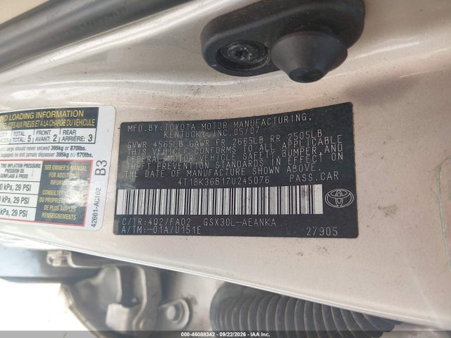 Aukcja sprzedaży 2007 Toyota Avalon Xl, vin: 4T1BK36B17U245076, numer aukcji: 46088342