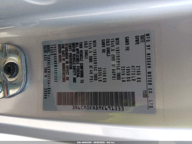 Продажа на аукционе авто 2021 Nissan Nv200  Cargo Sv Xtronic Cvt, vin: 3N6CM0KN8MK691333, номер лота: 46088368