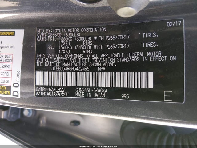 Toyota 4runner Sr5 Premium 2017 JTEBU5JR8H5432465 Image 9