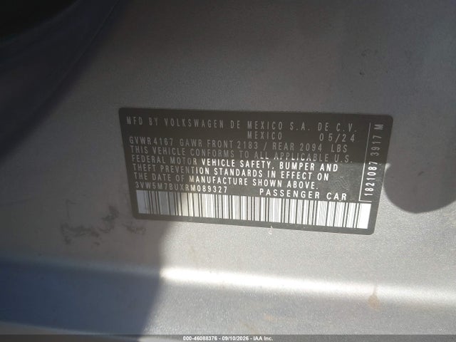2024 Volkswagen Jetta 1.5t S მანქანა იყიდება აუქციონზე, vin: 3VW5M7BUXRM089327, აუქციონის ნომერი: 46088376