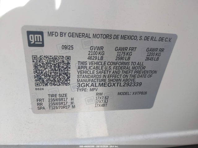 Aukcja sprzedaży 2026 Gmc Terrain Fwd Elevation, vin: 3GKALMEGXTL292339, numer aukcji: 46088399