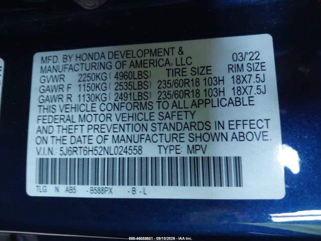Honda Cr-v Hybrid Ex 2022 5J6RT6H52NL024558 Image 9