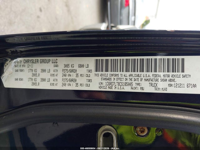 Aukcja sprzedaży 2012 Ram 1500 Big Horn, vin: 1C6RD7LT8CS185005, numer aukcji: 46088604