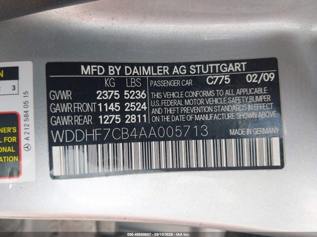 Продаж на аукціоні авто 2010 Mercedes-benz E 550, vin: WDDHF7CB4AA005713, номер лоту: 46088607
