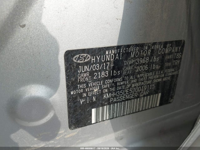 Aukcja sprzedaży 2018 Hyundai Elantra Gt, vin: KMHH35LE5JU019115, numer aukcji: 46088617