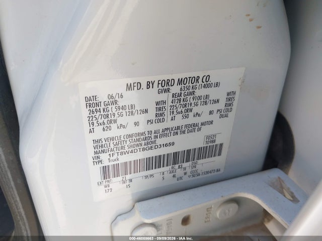 Продажа на аукционе авто 2016 Ford F-450 Xl, vin: 1FT8W4DT8GED31659, номер лота: 46088663
