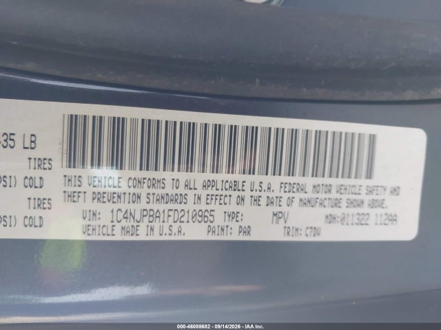 Продаж на аукціоні авто 2015 Jeep Patriot Altitude Edition, vin: 1C4NJPBA1FD210965, номер лоту: 46088682