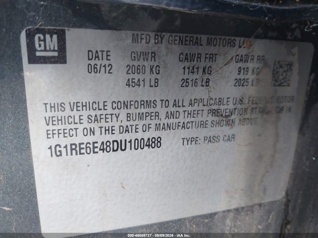 Продаж на аукціоні авто 2013 Chevrolet Volt, vin: 1G1RE6E48DU100488, номер лоту: 46088727