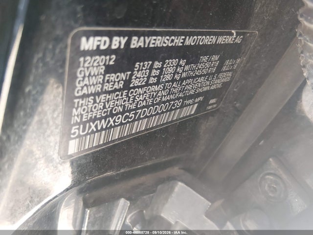 Aukcja sprzedaży 2013 Bmw X3 Xdrive28i, vin: 5UXWX9C57D0D00739, numer aukcji: 46088728
