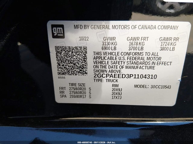 Продаж на аукціоні авто 2023 Chevrolet Silverado 1500 2wd  Short Bed Ltz, vin: 2GCPAEED3P1104310, номер лоту: 46088740