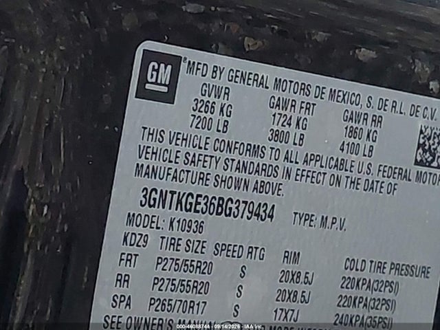 2011 Chevrolet Avalanche 1500 Ltz მანქანა იყიდება აუქციონზე, vin: 3GNTKGE36BG379434, აუქციონის ნომერი: 46088744