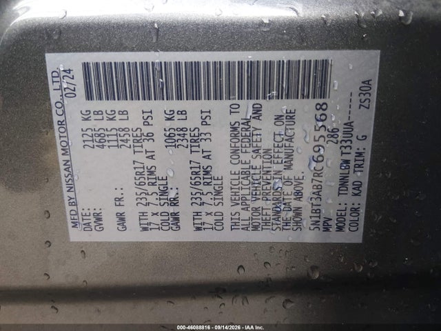 Продажа на аукционе авто 2024 Nissan Rogue S Intelligent Awd, vin: 5N1BT3AB7RC695568, номер лота: 46088816