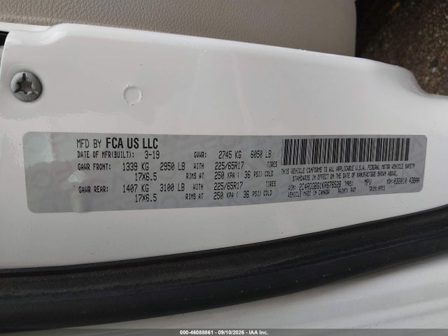 46088861 :رقم المزاد ، 2C4RDGBG1KR676528 vin ، 2019 Dodge Grand Caravan Se مزاد بيع