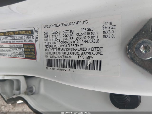 Aukcja sprzedaży 2019 Acura Rdx Technology Package, vin: 5J8TC2H51KL006781, numer aukcji: 46088879