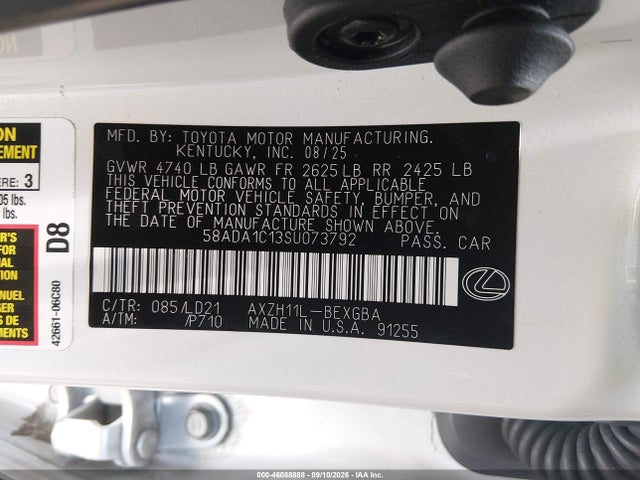 Lexus ES 300H 2025 58ADA1C13SU073792 Image 9