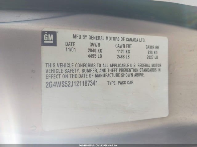 Продажа на аукционе авто 2002 Buick Century Custom, vin: 2G4WS52J121187341, номер лота: 46088890