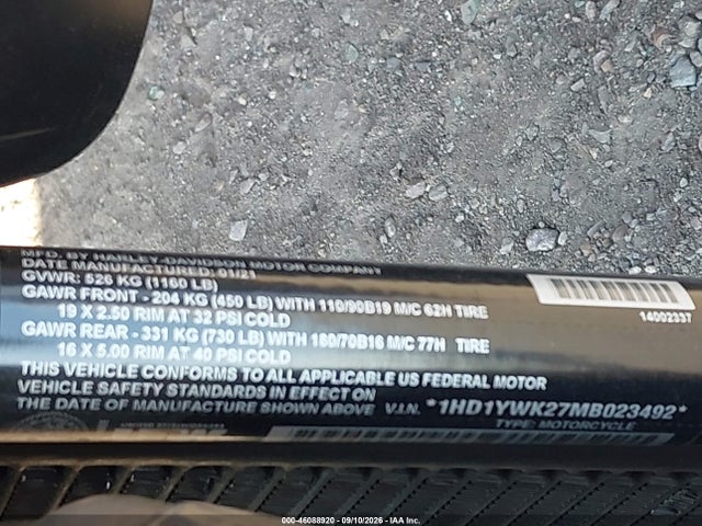 Продаж на аукціоні авто 2021 Harley-davidson Fxlrs, vin: 1HD1YWK27MB023492, номер лоту: 46088920