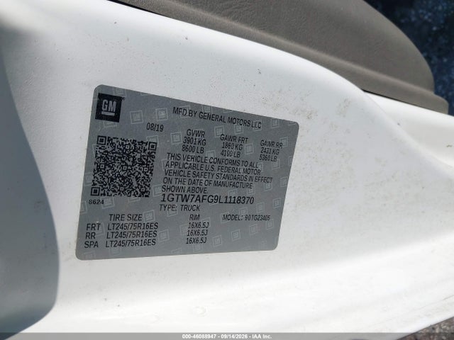 Продаж на аукціоні авто 2020 Gmc Savana Cargo Rwd 2500 Regular Wheelbase Work Van, vin: 1GTW7AFG9L1118370, номер лоту: 46088947