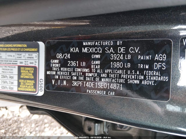 2025 Kia K4 Lxs მანქანა იყიდება აუქციონზე, vin: 3KPFT4DE1SE014871, აუქციონის ნომერი: 46088973