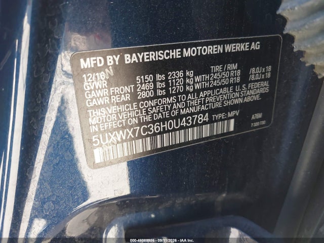 5UXWX7C36H0U43784 BMW X3 Xdrive35i