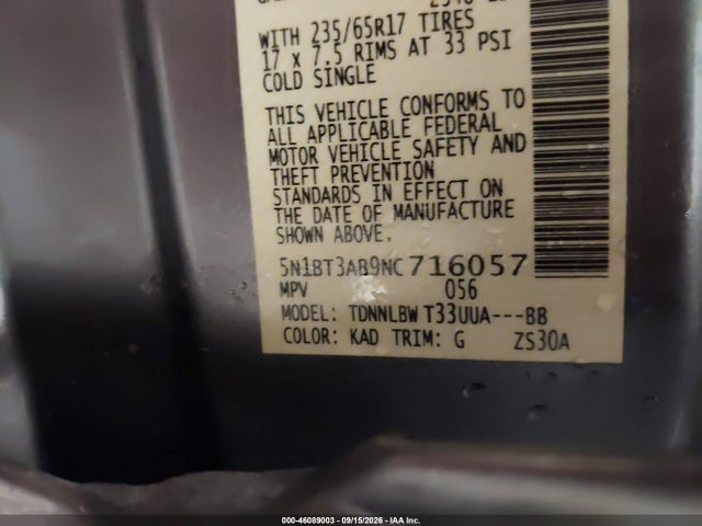 Продажа на аукционе авто 2022 Nissan Rogue S Intelligent Awd, vin: 5N1BT3AB9NC716057, номер лота: 46089003