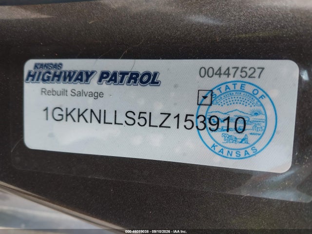 46089038 :رقم المزاد ، 1GKKNLLS5LZ153910 vin ، 2020 Gmc Acadia Awd At4 مزاد بيع