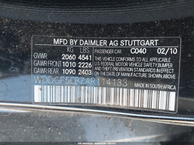 Auction sale of the 2010 Mercedes-benz C 300 Luxury/sport, vin: WDDGF5EB7AR114133, lot number: 46089039
