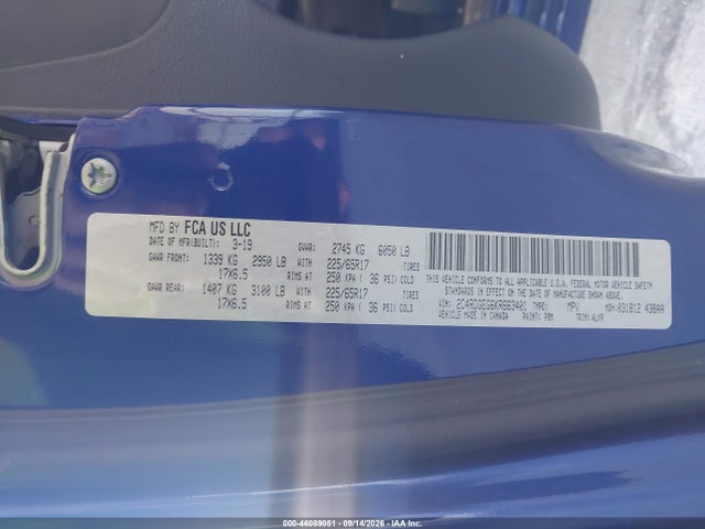 Aukcja sprzedaży 2019 Dodge Grand Caravan Gt, vin: 2C4RDGEG6KR663401, numer aukcji: 46089051