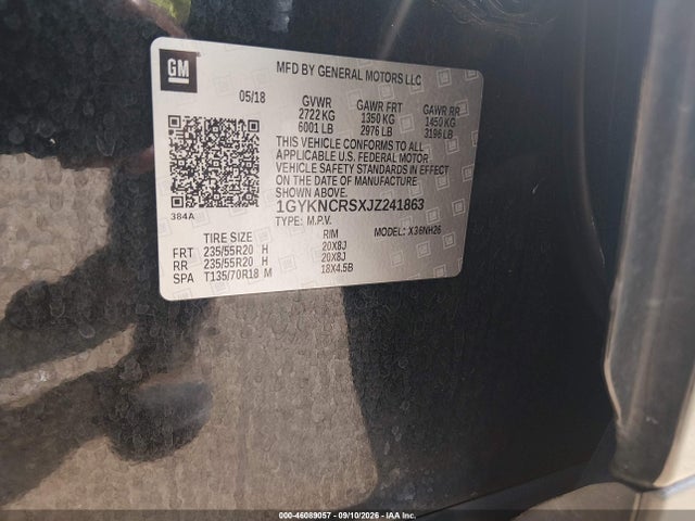 Продаж на аукціоні авто 2018 Cadillac Xt5 Luxury, vin: 1GYKNCRSXJZ241863, номер лоту: 46089057