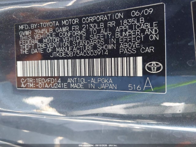 Продаж на аукціоні авто 2010 Scion Tc, vin: JTKDE3B73A0303914, номер лоту: 46089094